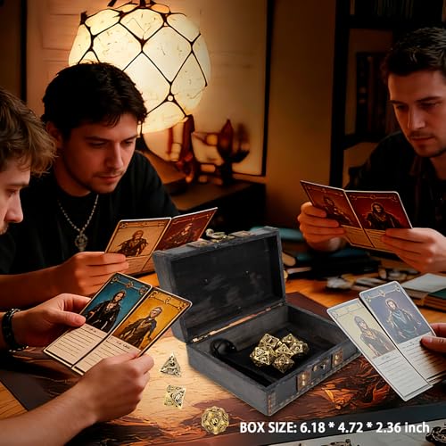 7PCS DND Dice Set, Premium Hollow Metal Polyhedral Dice with Treasure Chest & Dice Bag, Gift for Men & Women, Dungeons and Dragons, TTRPG RPG Tabletop Games (Antique Gold Copper) - color: Antiquegold-copper