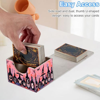 Halloween Bottles Deck Box for MTG Commander | Holds 100+ Double-Sleeved Cards | Strong Magnetic TCG Card Case for Collectible Games - color: Halloween Bottles