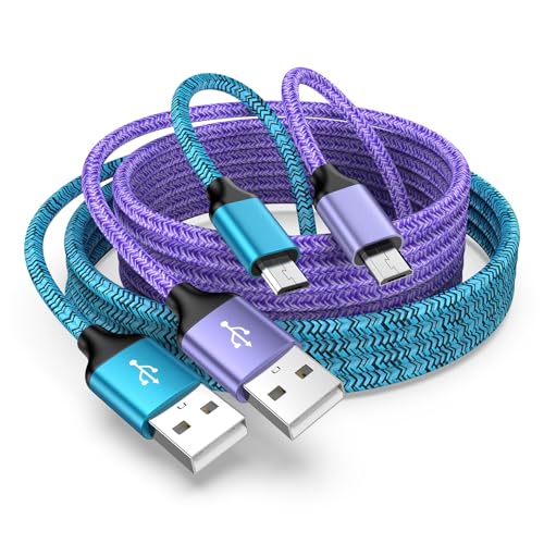 Micro USB Cable Android Charger 3ft 2Pack Compatible with PS4 Slim/Pro | Xbox One S/X Controller Charger Power Cord, Kindle Replacement Charger Cord for Kindle Paperwhite/Oasis/Voyage/Kindle Tablet - color: Blue, Purple, size: 3FT
