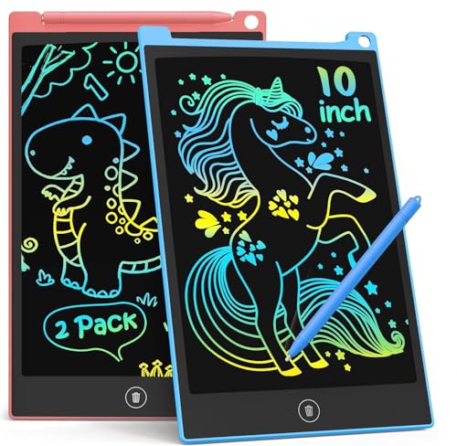 TECJOE 10 Inch 2 Pack LCD Writing Tablet, Colorful Doodle Board Drawing Tablet for Kids, No Mess Toddler Travel Learning Toys, Christmas Birthday Gifts for 3 4 5 6 7 8 Year Old Boys Girls Preschooler - color: Blue Pink