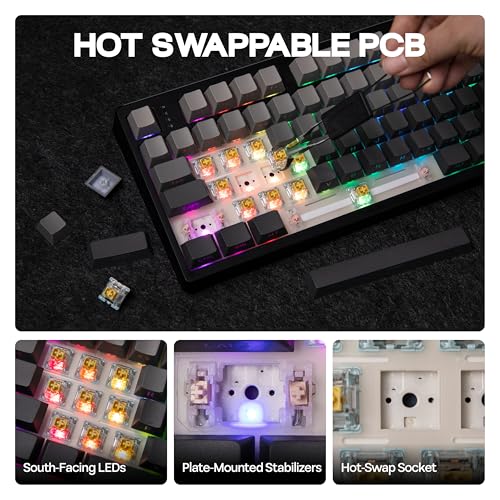 MechLands EPOMAKER TH108 Full Size Mechanical Keyboard, Wireless Gaming Keyboard, 8000mAh Battery, Creamy Gasket, 108 Keys, Hot Swap, Custom Driver, RGB Backlights (Black, Creamy Jade Switch) - color: Black, size: Creamy Jade Switch