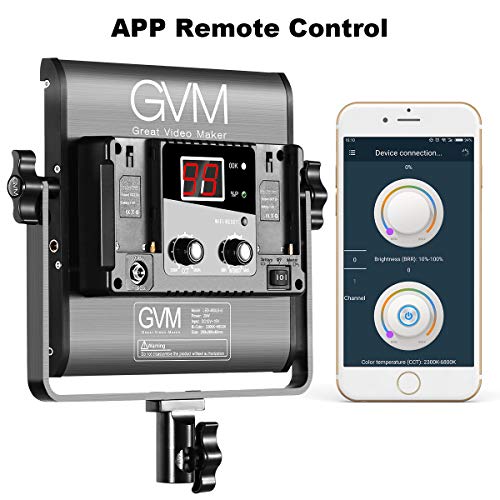 GVM 3 Pack LED Video Lighting Kits, Bi-Color Variable 2300K~6800K with Digital Display, 10~100% Brightness, CRI97+ TLCI97 Led Video Light Panel, Barndoor, App Control