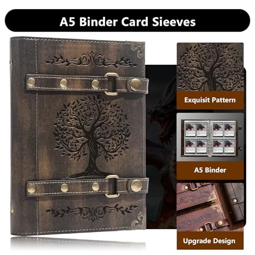 Trading Card Binder- 240 Pockets - Trading Cards Holder Card | Collectors Album Trading Card Binder with 30 Removable Sleeves For Basketball Card and Sports Card - color: x5-Tree of Life-Khaki