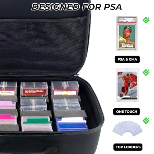 Graded Card Storage Box, Waterproof EVA Case for PSA Slabs | Waterproof EVA Graded Card Case, Portable Slab Holder Fits PSA Slabs, Shockproof Travel Storage for Sports Trading Cards
