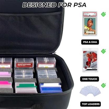 Graded Card Storage Box, Waterproof EVA Case for PSA Slabs | Waterproof EVA Graded Card Case, Portable Slab Holder Fits PSA Slabs, Shockproof Travel Storage for Sports Trading Cards