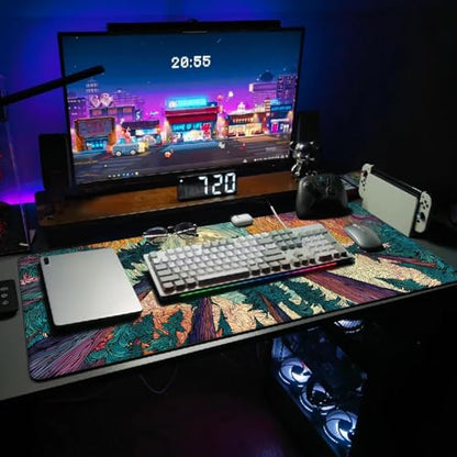 Extended Gaming Mouse Pad, Large Mouse Mat 3 mm Nature Rubber Base Mousepad with Stitched Edges, Non-Slip Desk Mat for Office Home Great Gift 31.5x11.8 Inch (Starry Forest 2) - color: Starry Forest 2