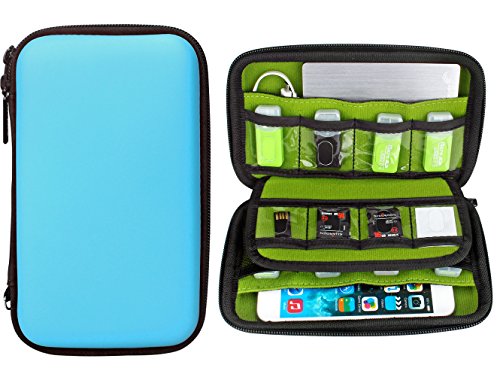 Aprince Digital Gadget Case Waterproof Memory Card Case, Designed for External Hard Drive,USB Flash Drives,Power Banks - Best for Traveling - color: Blue