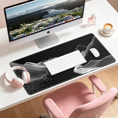 Large Gaming Mouse Pad, XL Desk Protector, Non-Slip Base | 31.5x15.7 in Extended Desk Mat with Stitched Edges for Keyboard, Work, Game, Office, Home PC and Laptop - color: Dot Mountains