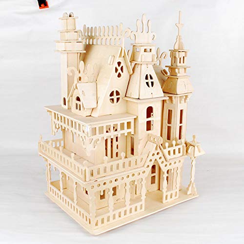 NWFashion Wooden Dream Dollhouse DIY Kits 3D Puzzle for Christmas Party Halloween House (Dream House) - color: Dream House