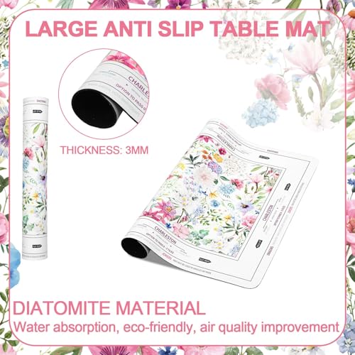 Tegeme Small Mahjong Mat 31.5 x 31.5 Inch Chinoiserie Flower Mahjong Mat | Anti Slip Game Rug for American Mah Jong Game Table Card Board Tile - size: 22" x 22", style: Floral