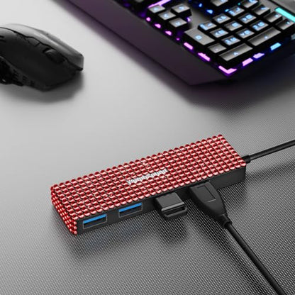 USB Splitter for Laptop, Laptop USB Port Expander, USB Hub Adapter Red | Laptop USB Port Expander, USB Hub Adapter for PC, MacBook Pro, Mac Air, Surface, Flash Drive, SSD, Gaming - size: Red A+C to 4 USB