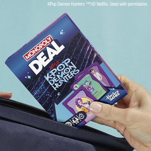 Monopoly Deal: Kpop Demon Hunters Card Game | Family Games for Kids, Tweens, Teens, and Adults | 2-5 Players | 15 mins. | Easter Gifts for Boys and Girls, Ages 8+