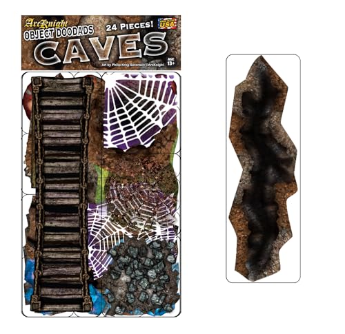 Caves - 24pc Double-Sided Cave & Terrain Pieces for Starters & Masters Alike - Roleplaying Objects for Dungeons & Dragons - Immersive Map Accessories for DND 5E, Pathfinder & Warhammer RPGs, USA Made