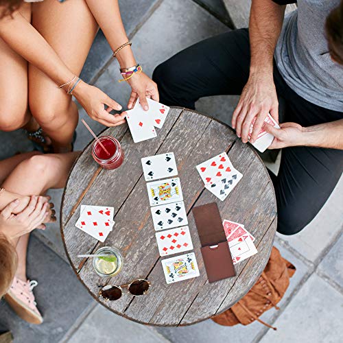Single Deck Leather Playing Card Case/Holder - Fits Poker and Bridge size cards (Brown) - color: Brown