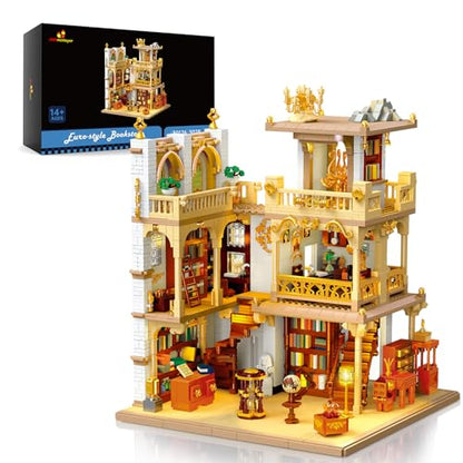 JMBricklayer Medieval House Building Kit for Adults 30126, Euro-Style Bookstore Building Sets with LED Light, Creative Modular Architecture Sets, Collectible House Toy Model, Gift for Adult Women - style: Classic