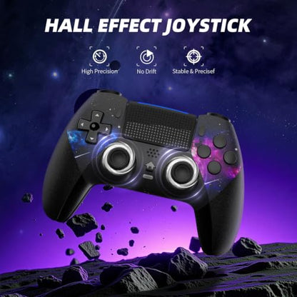 AceGamer Wireless Controller for PS5/Pro/Slim/PC, Hall Effect Joysticks, Macro/Turbo Function, Bluetooth Controller with 6-Axis Gyro/Dual Vibration/Touchpad/Ergonomic/Speaker/3.5mm Audio Jack! - color: Galaxy
