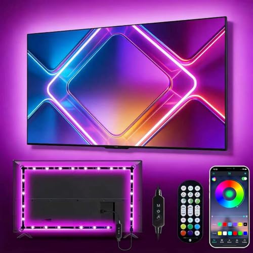 Daymeet Led Lights for TV, 13.1ft Strip Lights for 45-60 inch Tv, RGB Music Sync TV Backlight Color Changing, Bluetooth APP Remote Control Tv Lights USB Powered LED Strip Lights for Bedroom Decor - color: Multicolor, size: 13.1ft for 45''-60'' TV