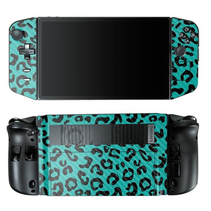 Carbon Fiber Gaming Skin Compatible with Lenovo Legion Go - Teal Leopard - Premium 3M Vinyl Protective Wrap Decal Cover - Easy to Apply | Crafted in The USA by MightySkins - color: Teal Leopard, style: Carbon Fiber Textured Finish