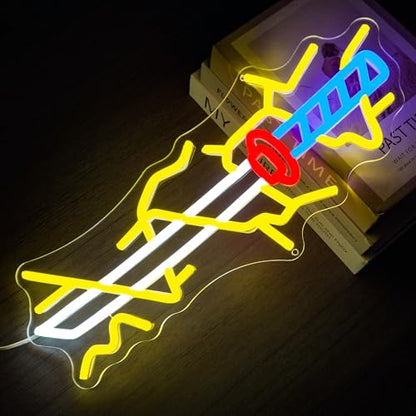 Anime Sword Neon Sign - LED Japanese Sword Wall Art for Anime Room Decor USB Dimmable Gaming Light Cool Anime Gift for Teenage Boys and Girls(6.5 * 16.4inch) - style: Anime Sword