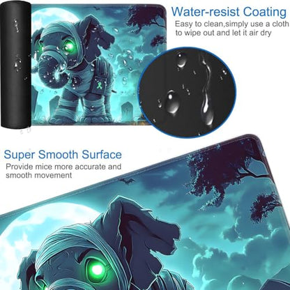 for MTG Game Playmat - 24 x 14 inches with Dices and Storage Bags, Non-Slip Base for TCG and Board Game Card Mats, Trading Card Games Mat, Ghost Elephant in The Cemetery Collectible Card Playmats - color: Jv-playmat-p7-1-h230