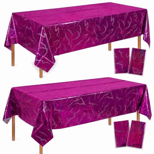 4 Pack Demon Hunters Birthday Party Decorations Tablecloth | rectangle sparkly iridescent table cover huntrix birthday party decorations 108*54 INCH demon hunters merch - color: Redpurple 4 Pieces