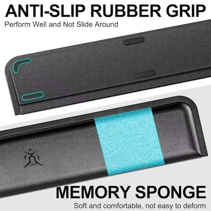 Computer Keyboard Wrist Rest Pad, Ergonomic Soft Memory Foam Wrist Support w/Anti-Slip Rubber Base, Black (Protein leather, 15.35 in*3.54 in*1.1 in) - size: 15.35 in*3.54 in*1.1 in, style: Protein leather