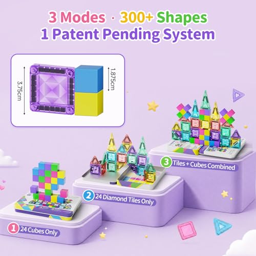 Travel Magnetic Tiles Building Set 60 PCS Transparent 3D Magnetic Blocks with Construction Board STEM Educational Building Toys for Boys & Girls Ages 3-12 (3 in 1 Compatible) - style: 3 in 1 Compatible