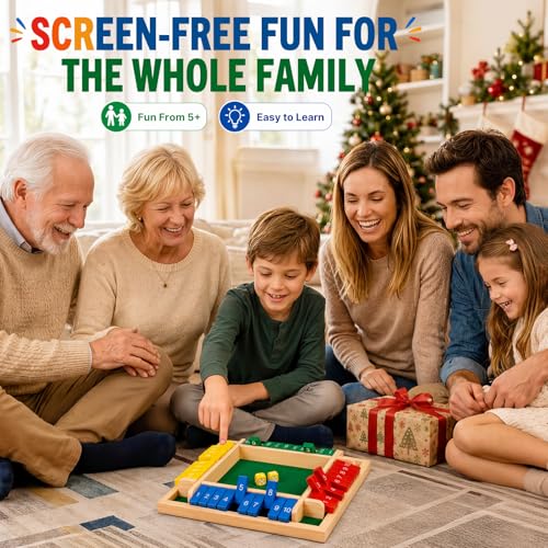 Winzwon Shut The Box Game, Wooden Family Board Game for 2-4 Players | Classic Wooden Dice Game for Kids and Adults, Ideal for Family Game Night, Classrooms, Travel, Camping, Parties and Pubs