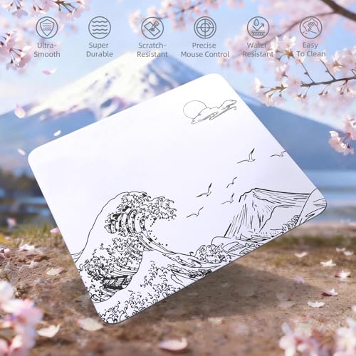 ATTACK SHARK CM05 Glass Gaming Mouse Pad,17.7x15.7 in Large Mouse Mat，Non Slip 9H Hard Mousepads,Nano-Textured Glass Surface with Improved Precision and Speed for FPS Players-Wave White - color: Wave White
