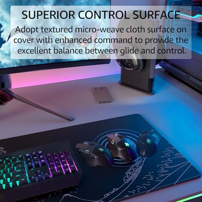 KTRIO Large Gaming Mouse Pad, Desk Mat, 31.5 x 11.8 in, Kanagawa Wave, XL | Smooth Micro-Weave Surface, Artistic Pattern Design, Non-Slip Rubber Base, Durable Stitched Edges, Office & Home Use - color: Kanagawa Wave, size: 31.5l X 11.8w Inches