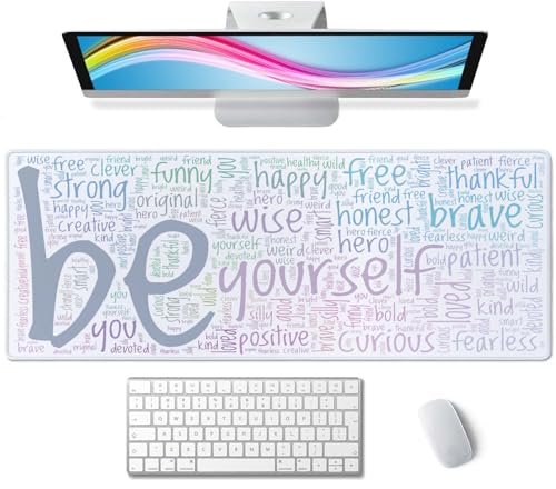Be Yourself Large Gaming Mouse Pad for Desk, Desk Mat with Seamed Edges, Waterproof Desk Pad, Non-Slip Rubber Base, 31.5x11.8 Inch Keyboard Pad Computer Mat, Big XL Mousepad - color: Be Yourself