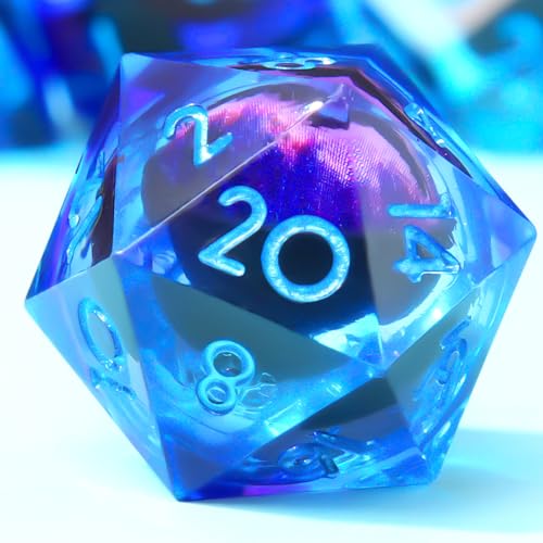 Beholder'S Eye D20 Dice Dragon Eye DND 22MM Single Dice with Resin Sharp Edge 20 Sided D&D - color: D20-blue Purple