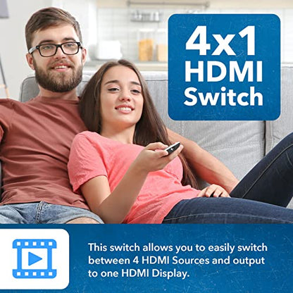 OREI 8K 4x1 HDMI 2.1 Switch 4K @ 120hz Switcher 4 in 1 Out, Support HDR, HDR10, Dolby Vision, HLG 48Gbps for Xbox Series X PS5 Roku Fire TV Monitor Projector Dolby | hdmi switcher 4 in 1 out, hdmi switcher 4k 120hz, 48Gbps, HDR10, Dolby Vision, HLG, PS5/X