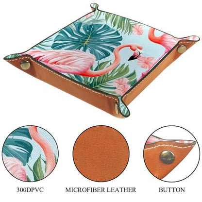Flamingo Leaves Dice Tray Dice Rolling Tray Folding Dice Holder for Dice Games, Like RPG, DND and Other Table Games - color: Multi 3