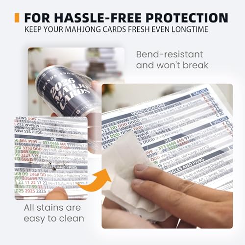 2025-2026 Mahjong Card Sleeve Holder, Fit Large Print Size(6 1/8”x4 3/4”), Durable Protective Cover Holder, Mahjong Card Protector Set (Transparent -4Pack) - style: Transparent -4Pack