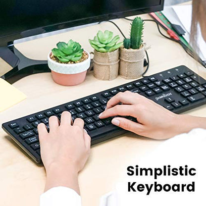 Perixx PERIBOARD-317 Wired Backlit USB Keyboard, Big Print Letter with White Illuminated LED, US English Layout,Black - style: White Backlit