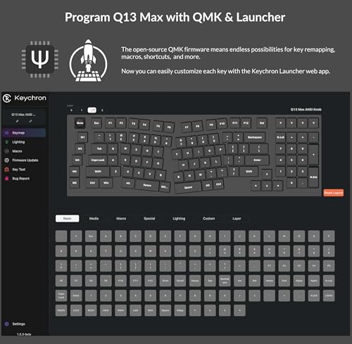 Keychron Q13 Max Alice QMK Wireless Custom Ergonomic Mechanical Keyboard | BT5.2/2.4GHz/USB-C, Hot Swappable Red Switch, PBT Keycap, RGB Backlight, Knob, Mac&Windows Compatible, Ergonomic Design