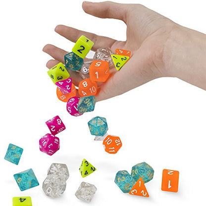Wiz Dice Crimson Queen Set of 7 Polyhedral Dice, Solid Dark Red Tabletop RPG Dice with Clear Display Box