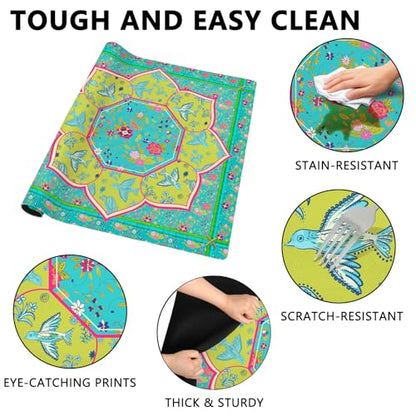 Mahjong Mat with Carrying Bag and 3 Dice, 31.5" X 31.5" Noise Reduction Mahjong Table Cover, Non Slip Gaming Mat for Board Tile Games Poker Card Dominoes, Mahjong Gifts for Women Mahjong Accessories - color: A0201