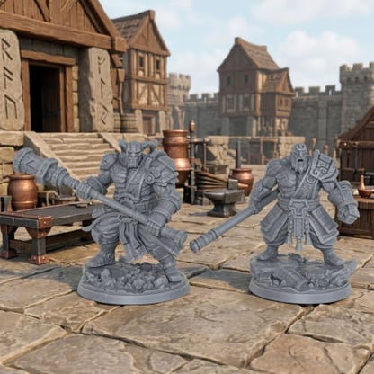 Fantasy Tabletop Unpainted Miniatures -32mm Rune Giants Duo AS1012 | 1:50 Miniature Game Role Playing RPG Accessory Dungeon Masters Boss Encounter - Giant Boss