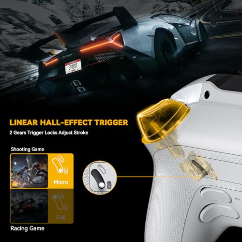 ManbaOne Interactive Screen Wireless Gaming Controller for PC/Switch/Switch 2/iOS/Android,Hall Effect Stick & Trigger,RGB Lighting,Remappable Buttons,1800mAh with Charging Dock (White) | for PC/Switch1/2/iOS/Android,Hall Effect Stick & Trigger,RGB Lightin