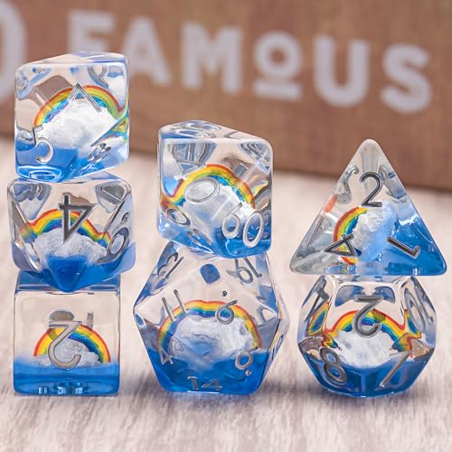 DND Resin Dice Set, Polyhedral D&D Dice Inclusion Dice for Dungeons and Dragons MTG RPG for 15 Years and Up - color: Rainbow
