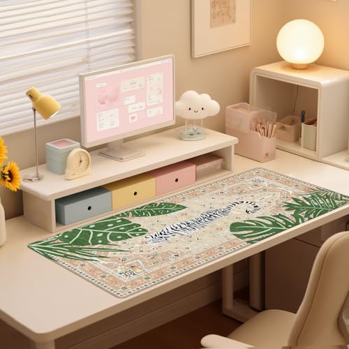 Baziabbo Cute Desk Mat,XXL Extended Large Mouse Pad,Gaming Mousepad with Stitched Edge,Non-Slip Rubber Base Keyboard Desk Pad for Home Office Study Game (Khaki Lion) - color: Khaki Lion