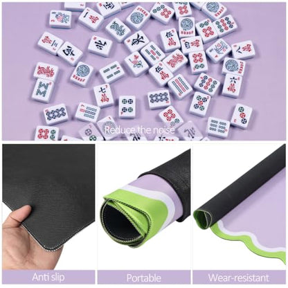TIASUSAN Purple Mahjong Mat (31.5” x 31.5”) with Black Carrying Bag, Noise-Reducing Mahjong Mat for Table - color: Purple
