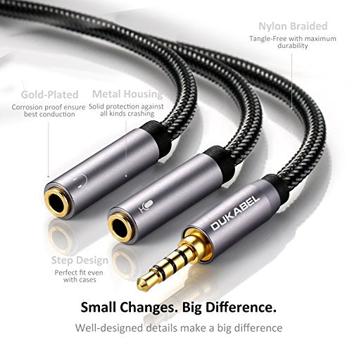 Headsets Adapter, 3.5mm Headphone Microphone Splitter - 11inch/30CM | Separate Headphone and Microphone, 24K Gold-Plated Connector, Compatible with PS5, Xbox One Controller, Smartphone, PC - size: 30 cm
