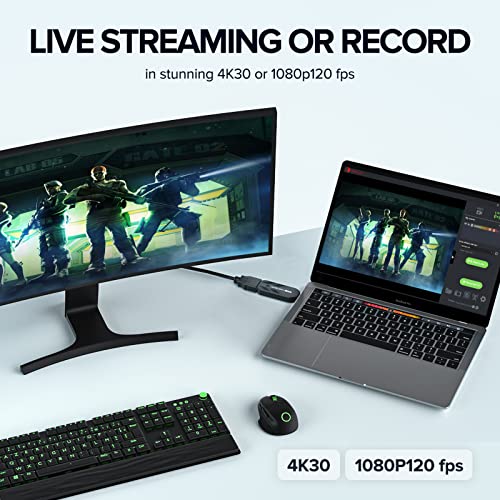 Mwin Cam Link 4K, External Camera Capture Card, 4K30/1080p120 for Streaming and Record via DSLR, Camcorder, Actioncam, Low-Latency for Video Conferencing, Live Streaming, Gaming, on OBS, Zoom, Windows