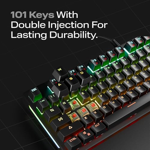 KB-R86 Umbra Mechanical Gaming Keyboard – High-Performance Switches, 26-Key Anti-Ghosting, 12 Multi Media Keys, Wrist Rest, Durable ABS – Compatible with PC, Laptop, Mac (Red Switch) - color: Red Switch, size: 26 Keys