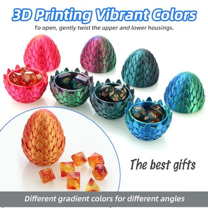 28-Piece DND Dice Set with 4Pcs 3D Printed Dragon Eggs | Fidget RPG Polyhedral Dice, Ideal Party Favors for DND & MTG Tabletop Games - color: 4colors-b