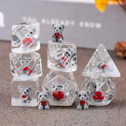 Bear DND Resin Dice Set, Polyhedral D&D Dice Animal Inclusion Dice D and D for Dungeons and Dragons MTG RPG Board Games - color: Bear