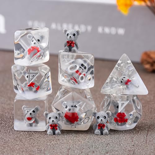 Bear DND Resin Dice Set, Polyhedral D&D Dice Animal Inclusion Dice D and D for Dungeons and Dragons MTG RPG Board Games - color: Bear